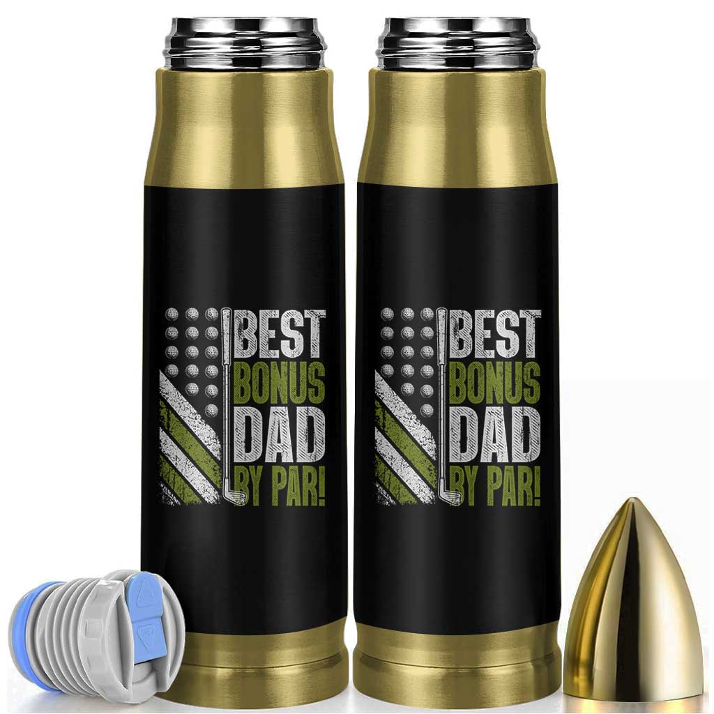 Best Bonus Dad By Par Bullet Tumbler Step Dad Golf American Flag Fathers Day Gift For Golfers