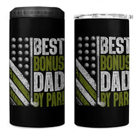 Best Bonus Dad By Par 4 in 1 Can Cooler Tumbler Step Dad Golf American Flag Fathers Day Gift For Golfers
