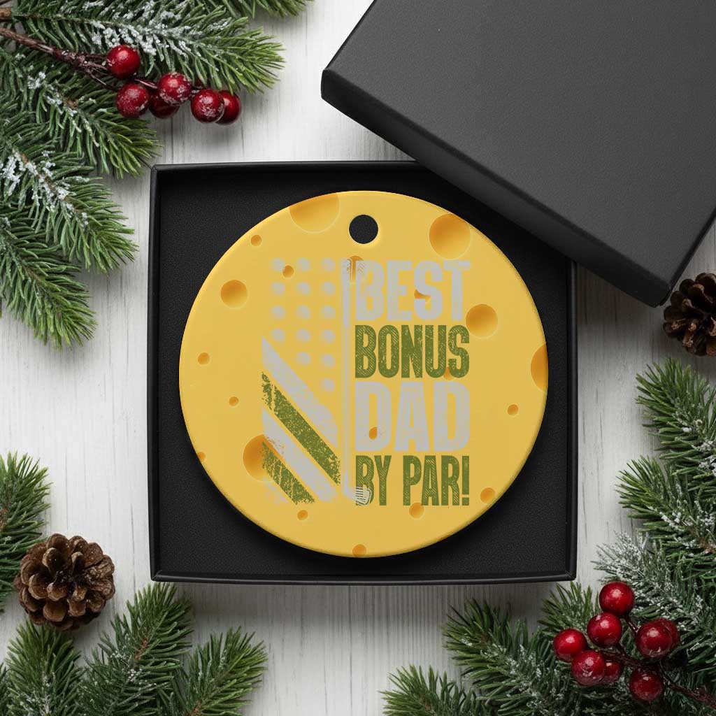 Best Bonus Dad By Par Ceramic Ornament Step Dad Golf American Flag Fathers Day Gift For Golfers