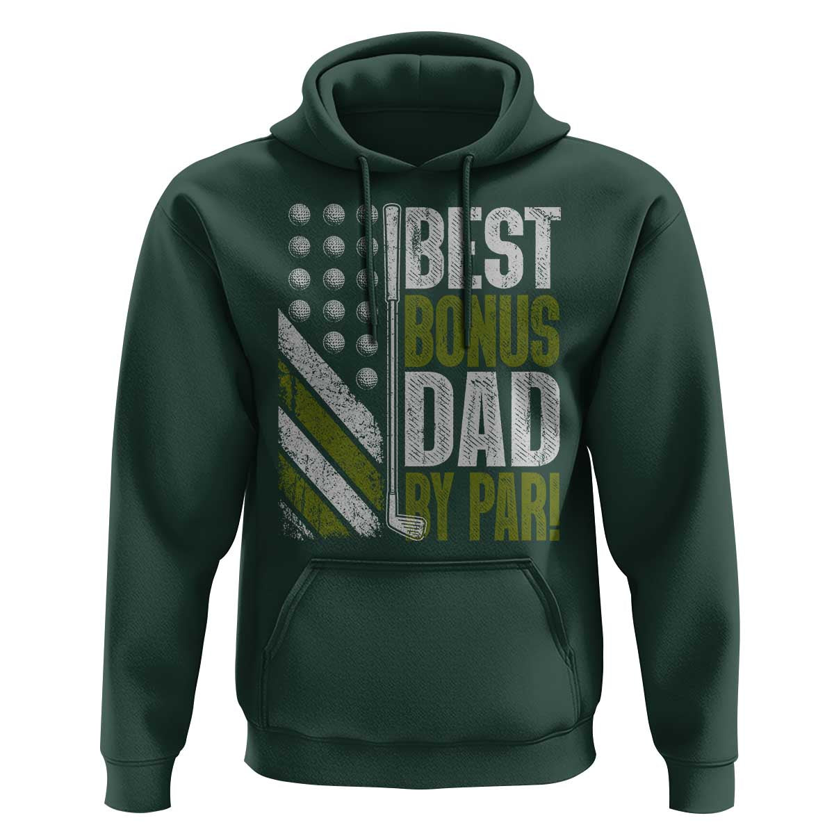 Best Bonus Dad By Par Hoodie Step Dad Golf American Flag Fathers Day Gift For Golfers