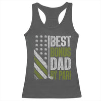 Best Bonus Dad By Par Racerback Tank Top Step Dad Golf American Flag Fathers Day Gift For Golfers