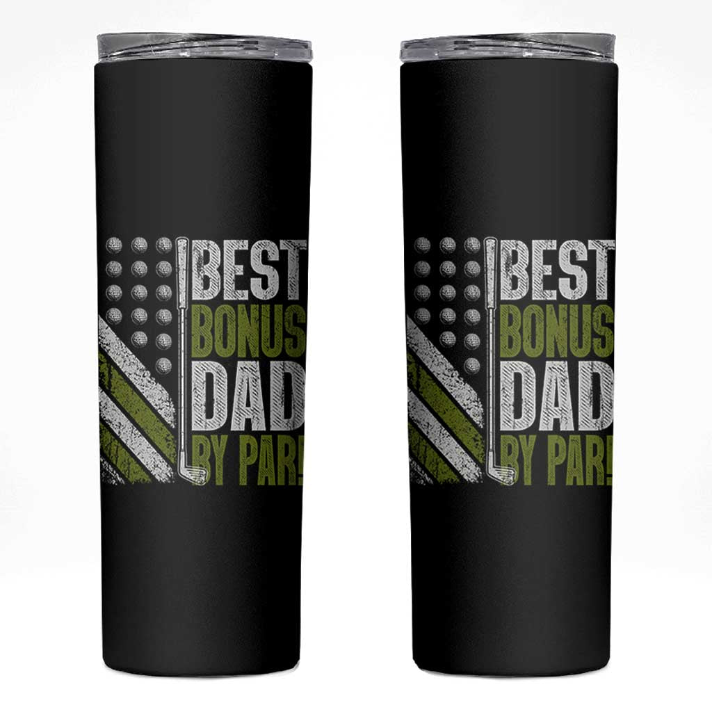 Best Bonus Dad By Par Skinny Tumbler Step Dad Golf American Flag Fathers Day Gift For Golfers