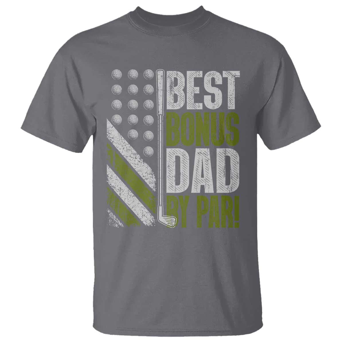 Best Bonus Dad By Par T Shirt Step Dad Golf American Flag Fathers Day Gift For Golfers
