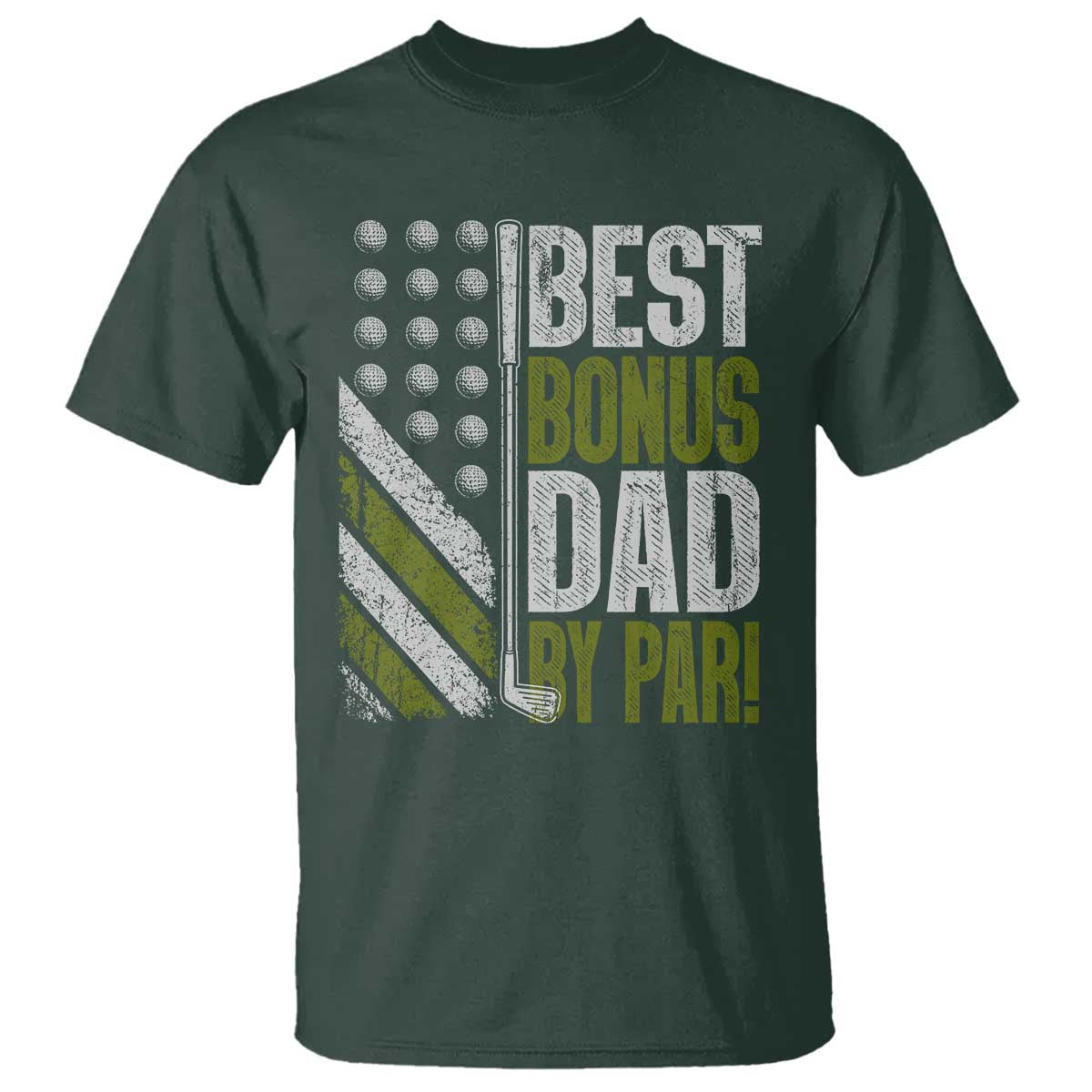 Best Bonus Dad By Par T Shirt Step Dad Golf American Flag Fathers Day Gift For Golfers