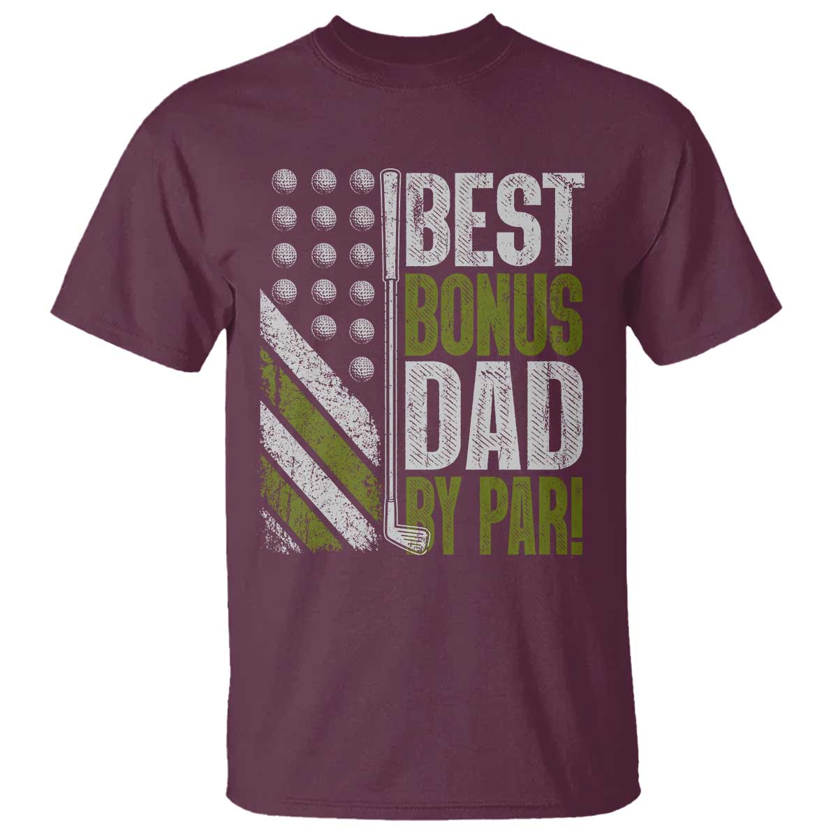 Best Bonus Dad By Par T Shirt Step Dad Golf American Flag Fathers Day Gift For Golfers