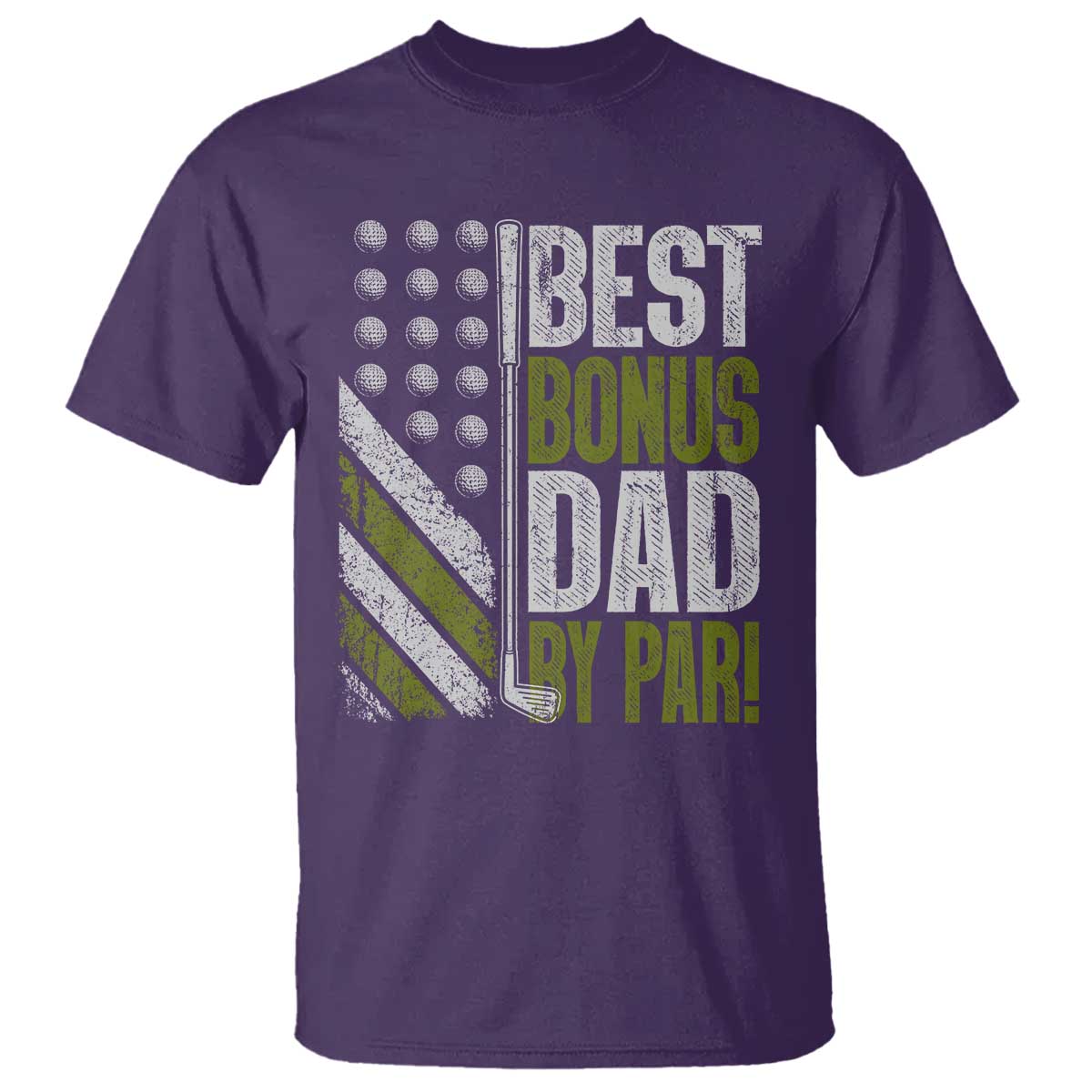 Best Bonus Dad By Par T Shirt Step Dad Golf American Flag Fathers Day Gift For Golfers