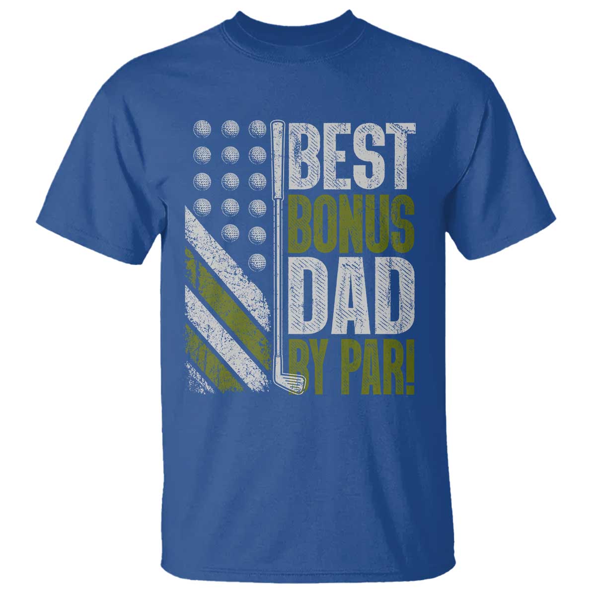 Best Bonus Dad By Par T Shirt Step Dad Golf American Flag Fathers Day Gift For Golfers