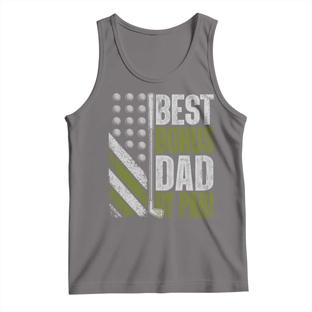 Best Bonus Dad By Par Tank Top Step Dad Golf American Flag Fathers Day Gift For Golfers