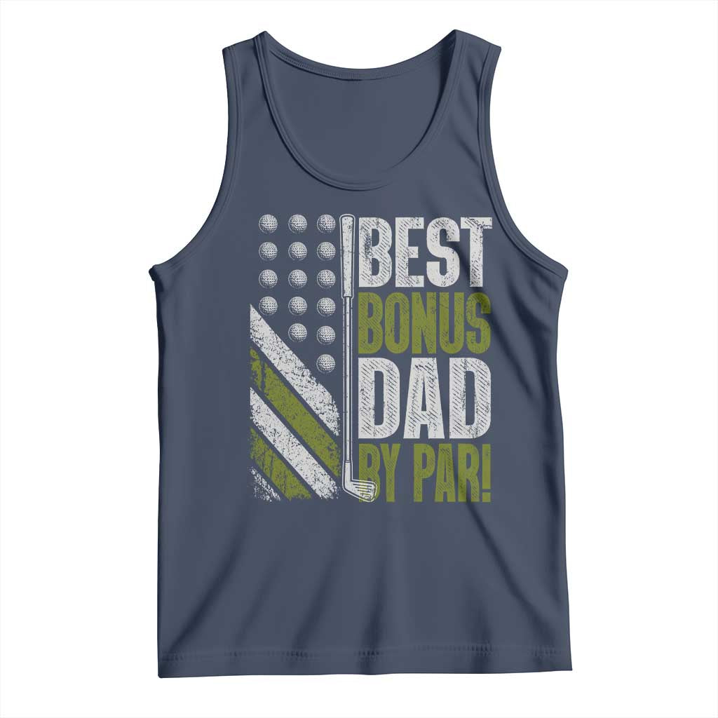 Best Bonus Dad By Par Tank Top Step Dad Golf American Flag Fathers Day Gift For Golfers