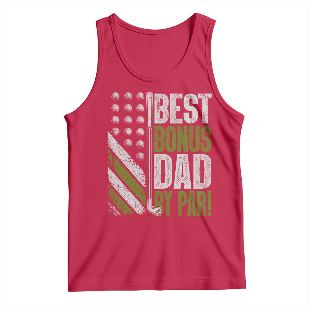 Best Bonus Dad By Par Tank Top Step Dad Golf American Flag Fathers Day Gift For Golfers