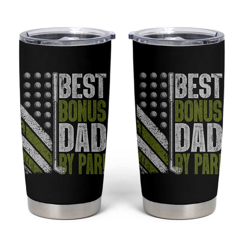 Best Bonus Dad By Par Tumbler Cup Step Dad Golf American Flag Fathers Day Gift For Golfers