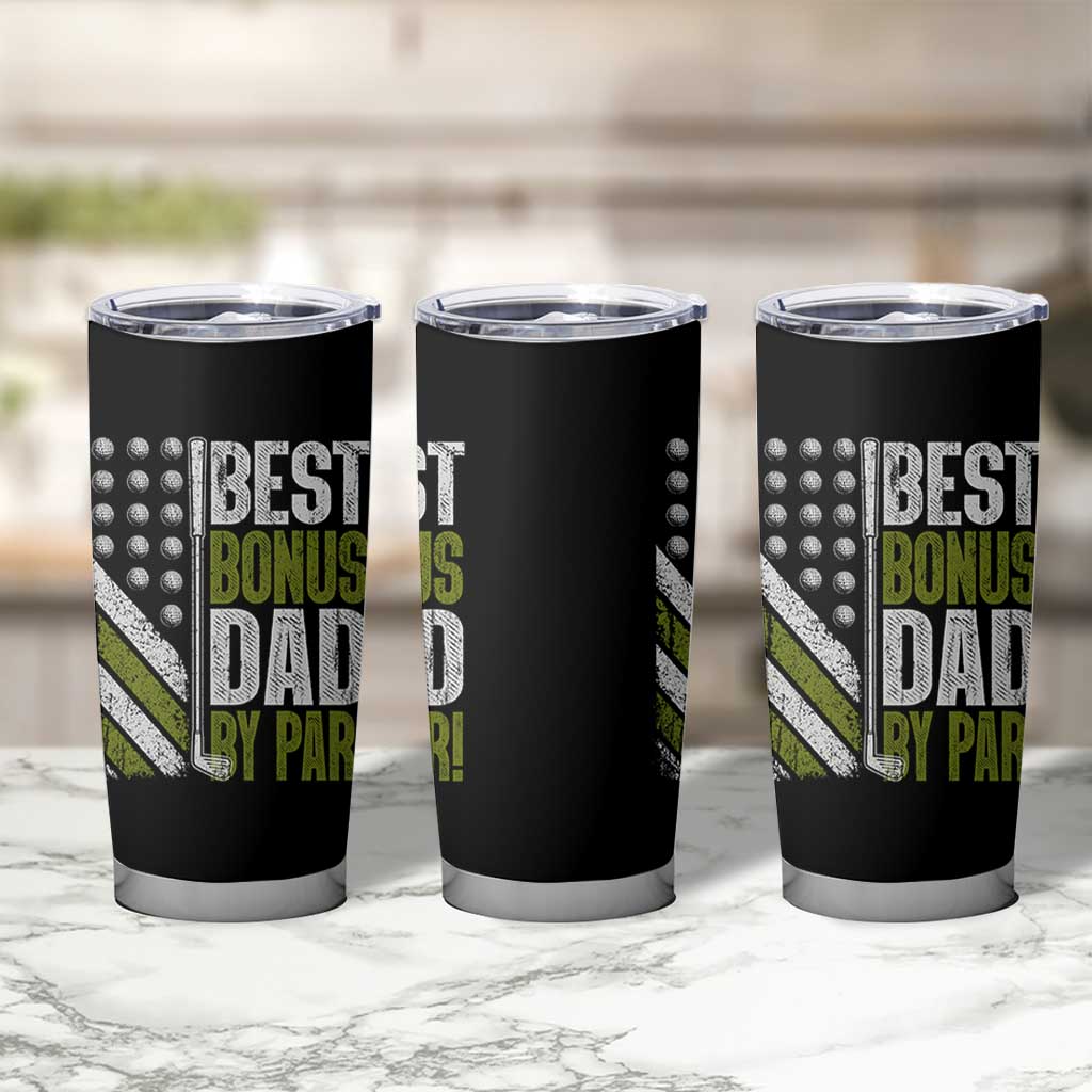 Best Bonus Dad By Par Tumbler Cup Step Dad Golf American Flag Fathers Day Gift For Golfers