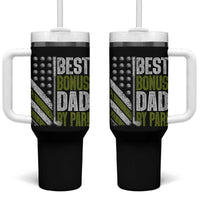 Best Bonus Dad By Par Tumbler With Handle Step Dad Golf American Flag Fathers Day Gift For Golfers
