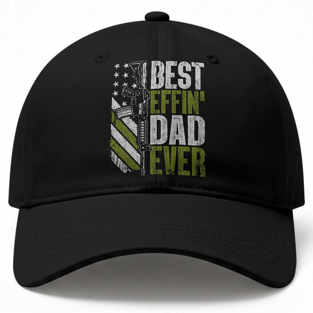 Best Effin Dad Ever Baseball Cap Fathers Day Daddy Gun American Flag TS10