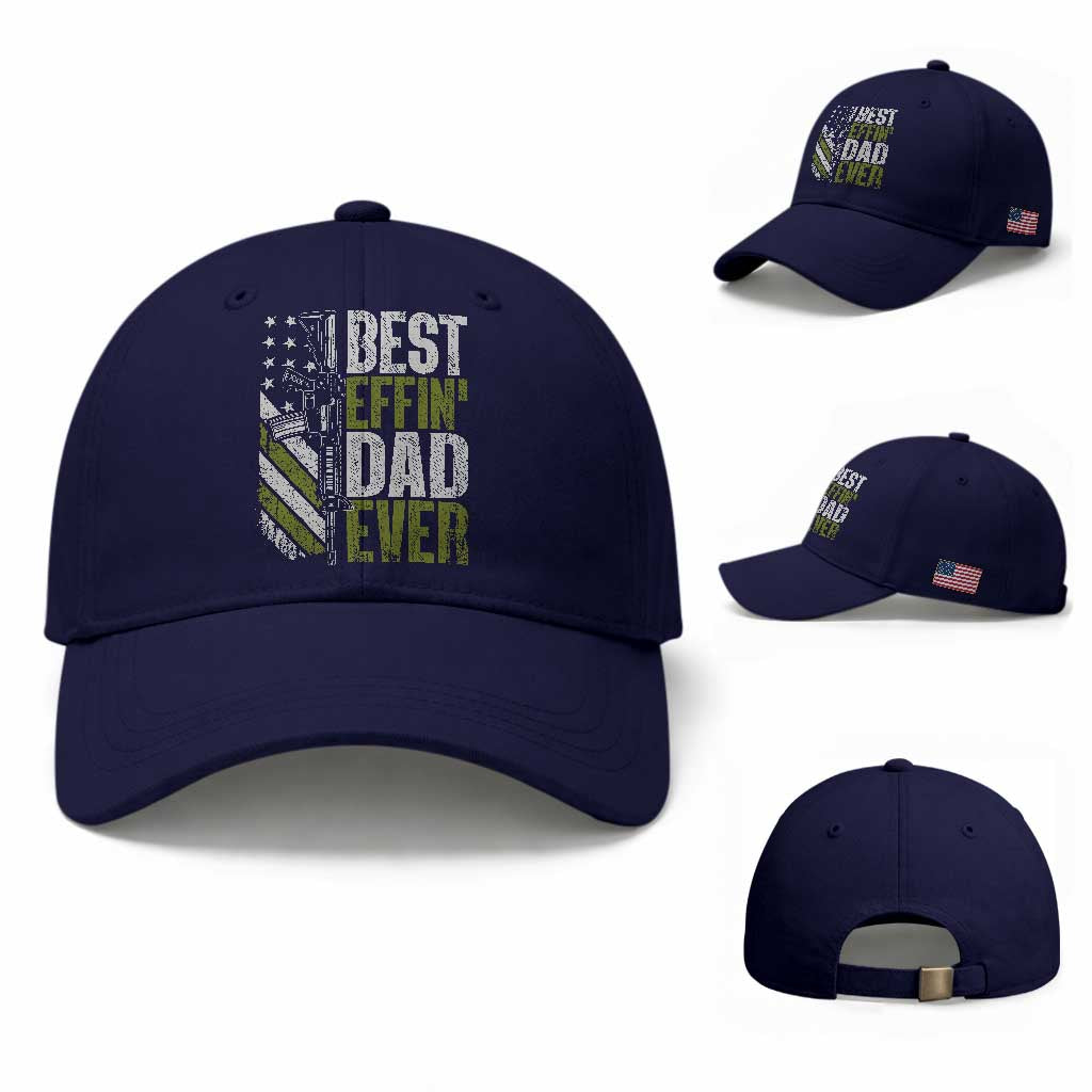 Best Effin Dad Ever Baseball Cap Fathers Day Daddy Gun American Flag TS10