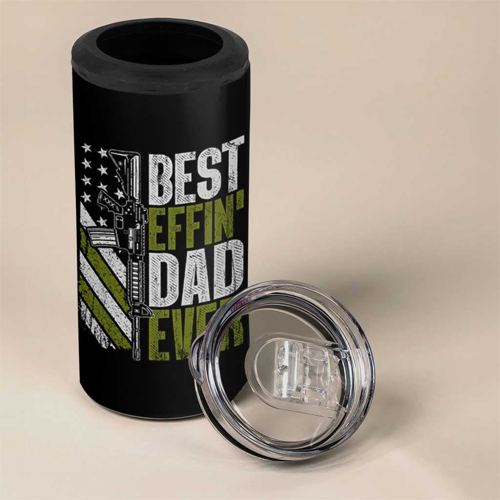 Best Effin Dad Ever 4 in 1 Can Cooler Tumbler Fathers Day Daddy Gun American Flag TS10