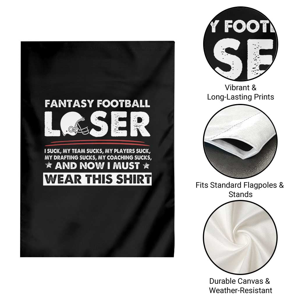 I Suck at Fantasy Football Garden Flag Funny Loser Commissioner Draft Party Commish FFL - Wonder Print Shop