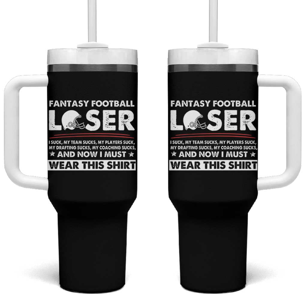 I Suck at Fantasy Football Tumbler With Handle Funny Loser Commissioner Draft Party Commish FFL - Wonder Print Shop