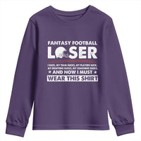 I Suck at Fantasy Football Youth Sweatshirt Funny Loser Commissioner Draft Party Commish FFL - Wonder Print Shop