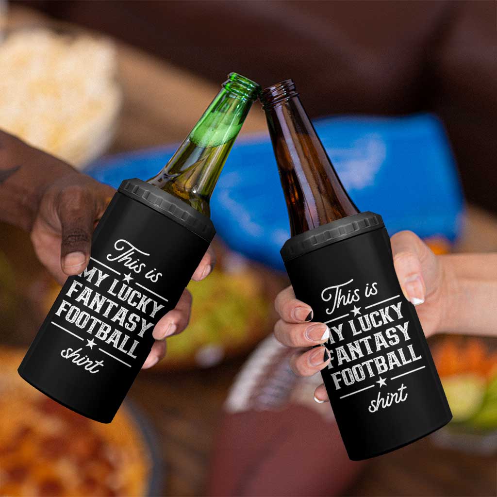 Lucky Fantasy Football 4 in 1 Can Cooler Tumbler Commissioner Draft Party Commish FFL - Wonder Print Shop
