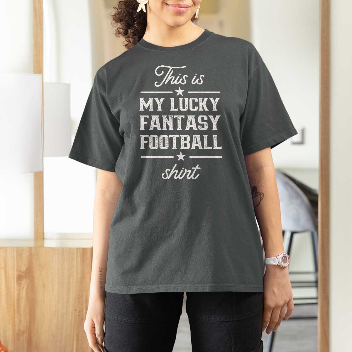 Lucky Fantasy Football T Shirt For Women Commissioner Draft Party Commish FFL - Wonder Print Shop