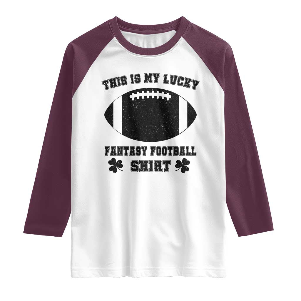 Lucky Fantasy Football Raglan Shirt Vintage Commissioner Draft Party Commish FFL - Wonder Print Shop