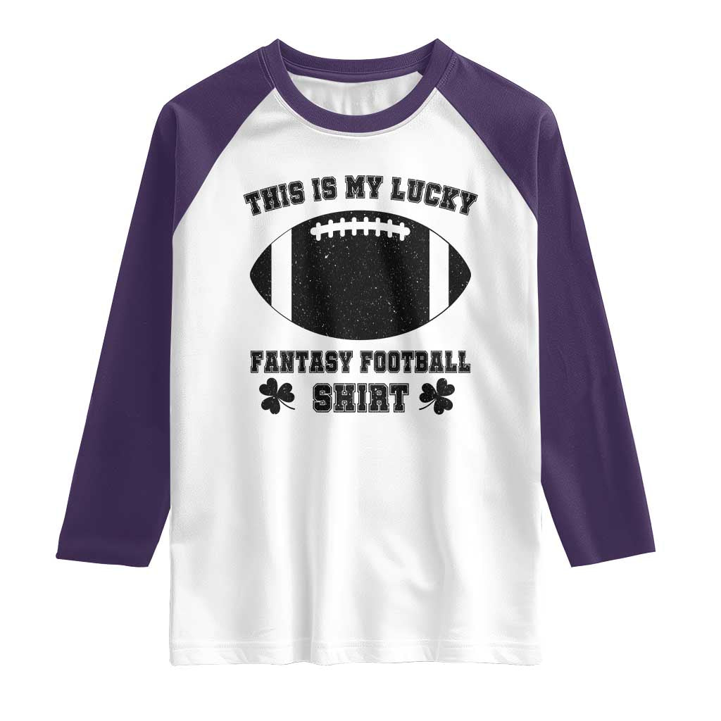 Lucky Fantasy Football Raglan Shirt Vintage Commissioner Draft Party Commish FFL - Wonder Print Shop