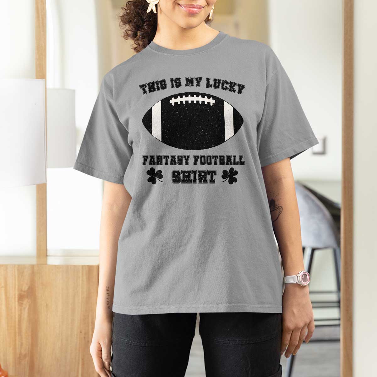 Lucky Fantasy Football T Shirt For Women Vintage Commissioner Draft Party Commish FFL - Wonder Print Shop
