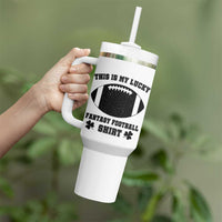 Lucky Fantasy Football Tumbler With Handle Vintage Commissioner Draft Party Commish FFL - Wonder Print Shop