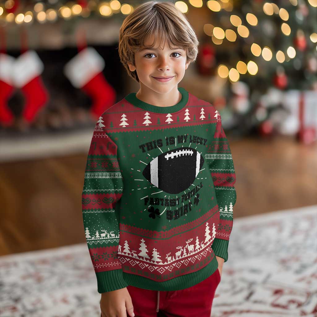 Lucky Fantasy Football Knitted Sweatshirt Vintage Commissioner Draft Party Commish FFL - Wonder Print Shop