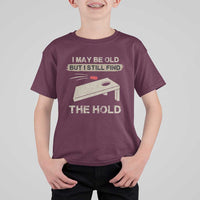 I May Be Old But I Still Find The Hole Cornhole T Shirt For Kid Funny Old Man Saying