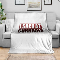 I Suck At Cornhole Throw Blanket Funny Bean Bag Toss Game