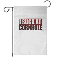 I Suck At Cornhole Garden Flag Funny Bean Bag Toss Game