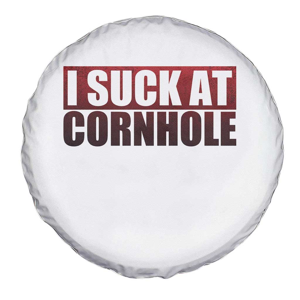 I Suck At Cornhole Spare Tire Cover Funny Bean Bag Toss Game
