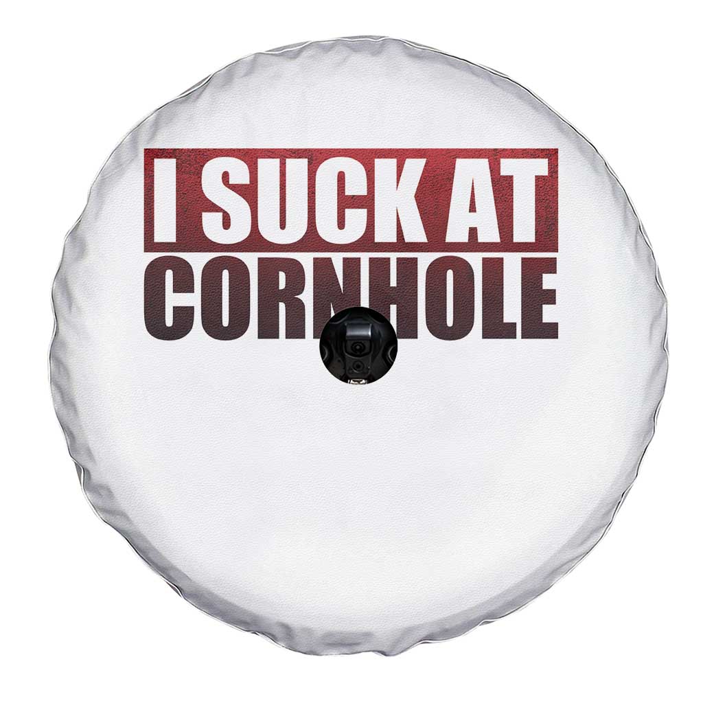 I Suck At Cornhole Spare Tire Cover Funny Bean Bag Toss Game