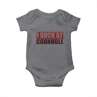 I Suck At Cornhole Baby Onesie Funny Bean Bag Toss Game