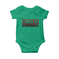 I Suck At Cornhole Baby Onesie Funny Bean Bag Toss Game