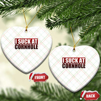 I Suck At Cornhole Ceramic Ornament Funny Bean Bag Toss Game