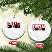 I Suck At Cornhole Ceramic Ornament Funny Bean Bag Toss Game