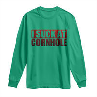 I Suck At Cornhole Long Sleeve Shirt Funny Bean Bag Toss Game