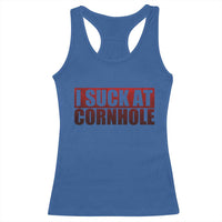 I Suck At Cornhole Racerback Tank Top Funny Bean Bag Toss Game