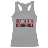 I Suck At Cornhole Racerback Tank Top Funny Bean Bag Toss Game
