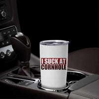 I Suck At Cornhole Tumbler Cup Funny Bean Bag Toss Game