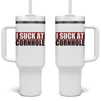 I Suck At Cornhole Tumbler With Handle Funny Bean Bag Toss Game