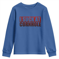 I Suck At Cornhole Youth Sweatshirt Funny Bean Bag Toss Game