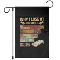 Funny Cornhole Player Garden Flag Retro Why I Lose Game Day Bean Bag Toss Game