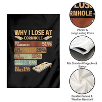 Funny Cornhole Player Garden Flag Retro Why I Lose Game Day Bean Bag Toss Game