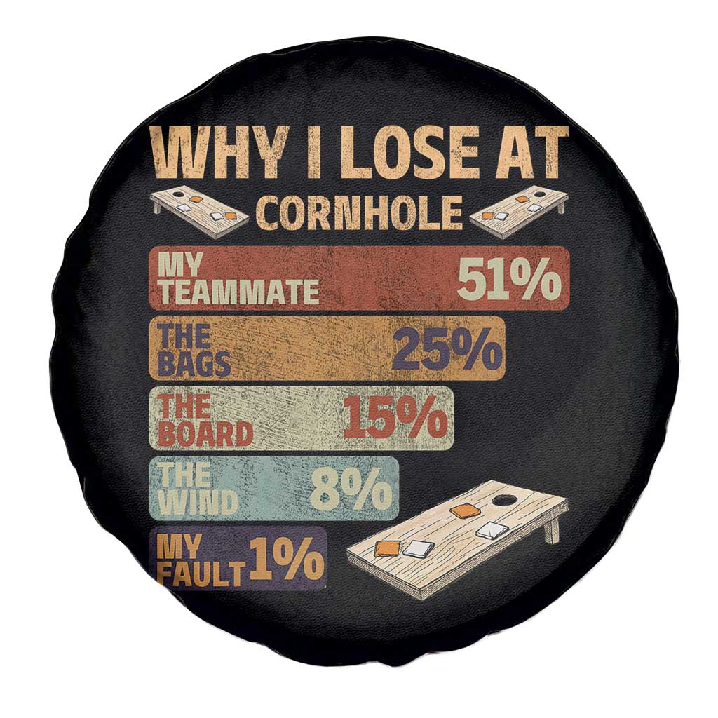 Funny Cornhole Player Spare Tire Cover Retro Why I Lose Game Day Bean Bag Toss Game