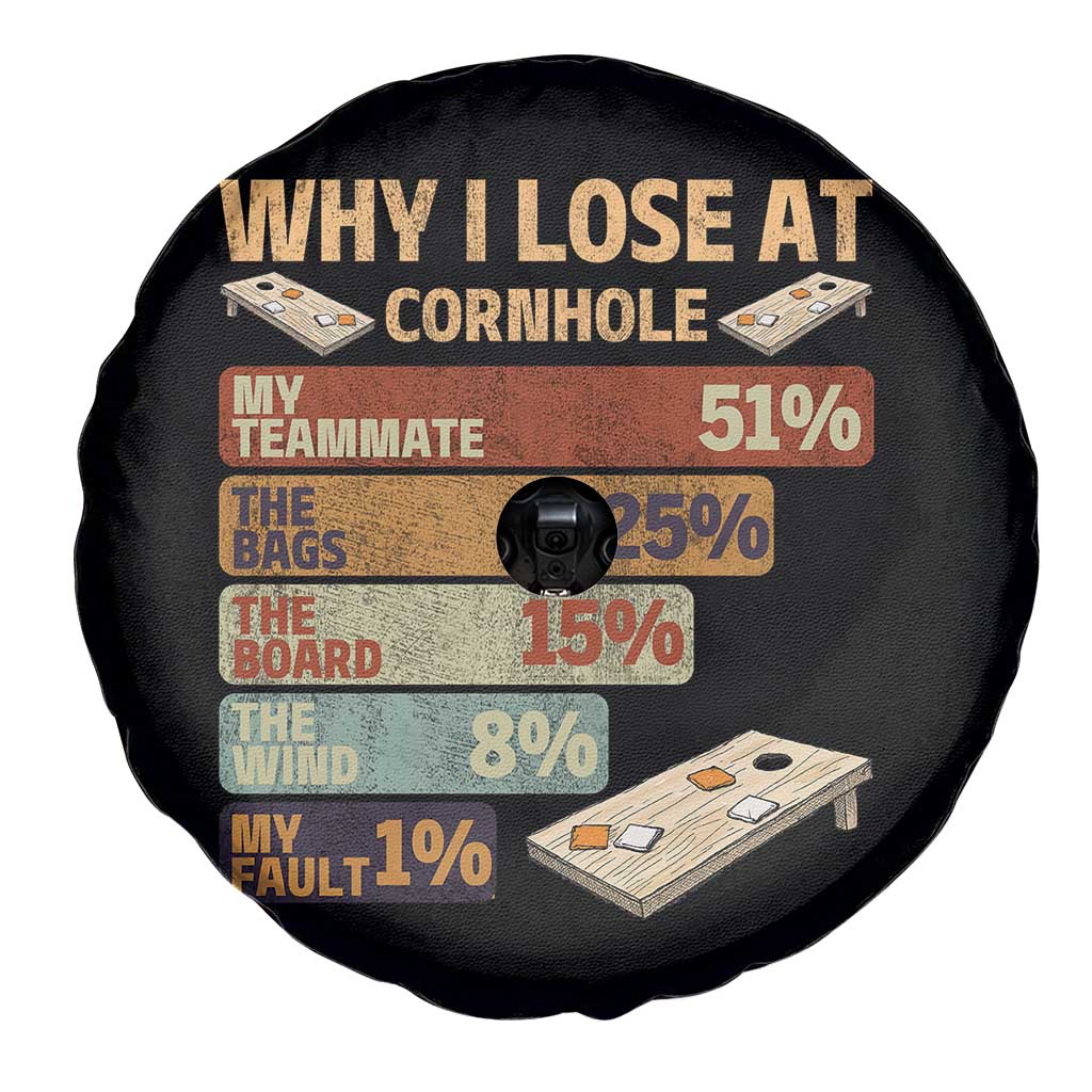 Funny Cornhole Player Spare Tire Cover Retro Why I Lose Game Day Bean Bag Toss Game