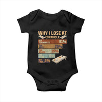Funny Cornhole Player Baby Onesie Retro Why I Lose Game Day Bean Bag Toss Game